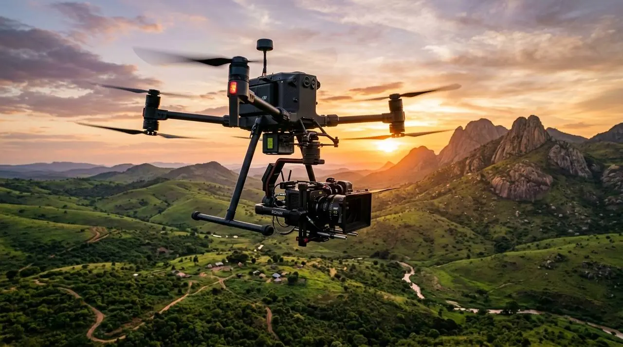 Drone Flying over Boulders